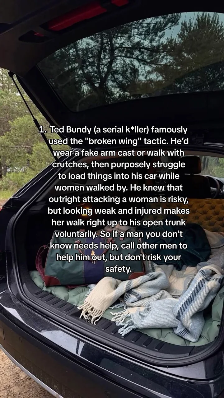 Slide 2 of 7: rule 1, the “broken wing” tactic: if a man you don’t know needs help, call other men to help him out