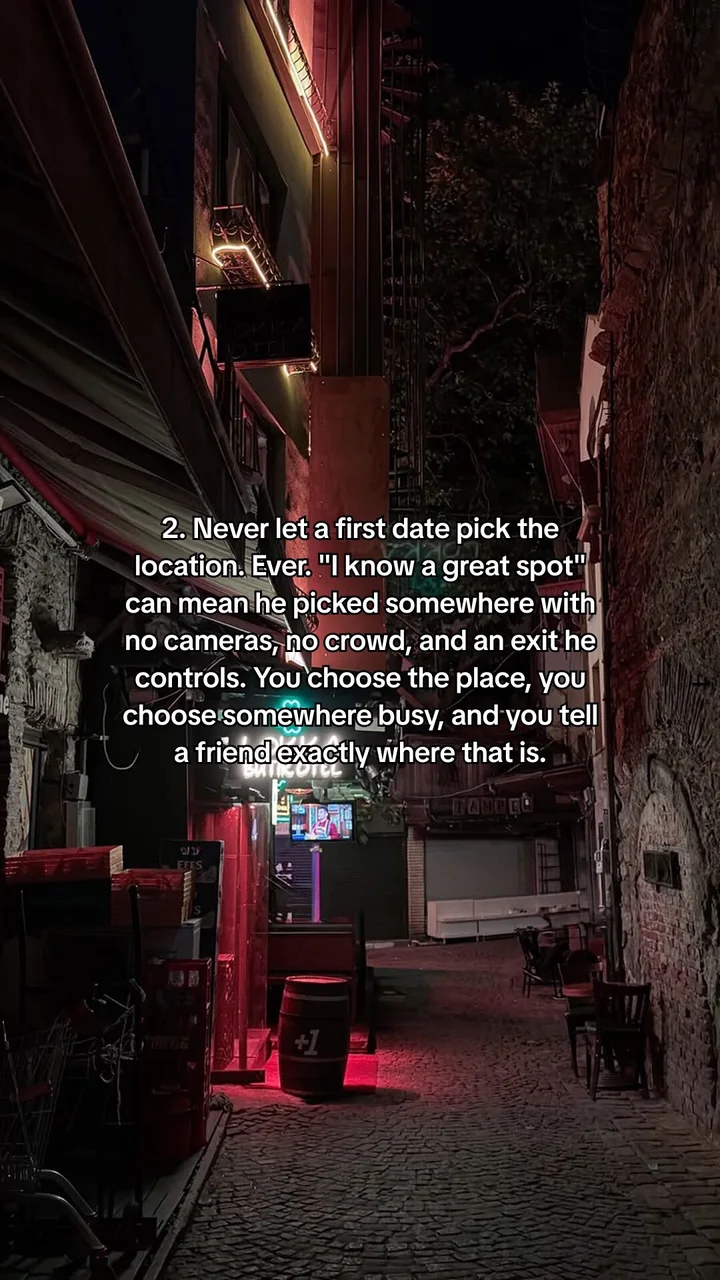 Slide 3 of 7: rule 2, never let a first date pick the location